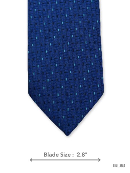 Royal blue tie with light blue dot pattern – front blade view