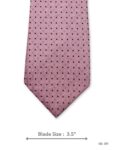 Pink tie with navy and light blue dot pattern – front blade view