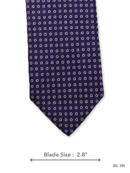Purple tie with white ring dot pattern – front blade view