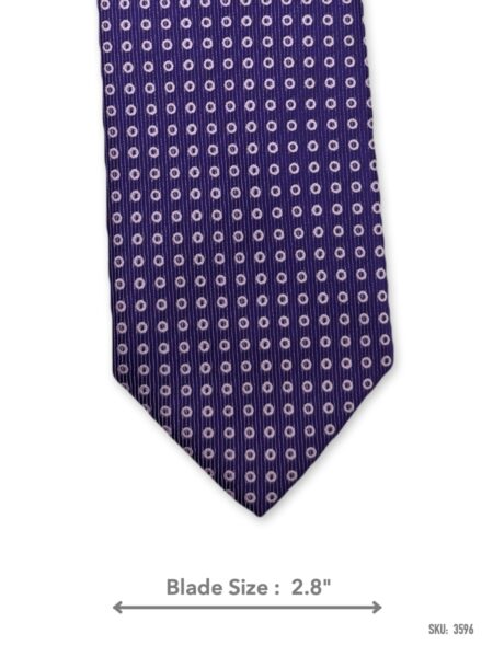 Purple tie with white ring dot pattern – front blade view