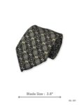 Olive Tie with Cream and Black Geometric Pattern – view 2