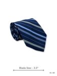 Navy Blue Tie with Light Blue and Silver Stripe Pattern – view 2