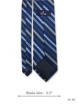 Navy Blue Tie with Light Blue and Silver Stripe Pattern – view 3