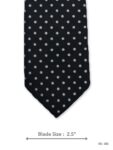 Black slim tie with white polka dot pattern – front blade view